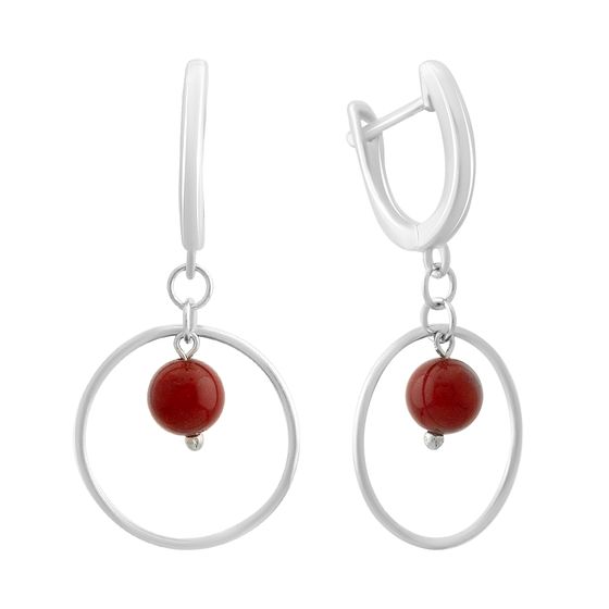 Срібні сережки з коралом