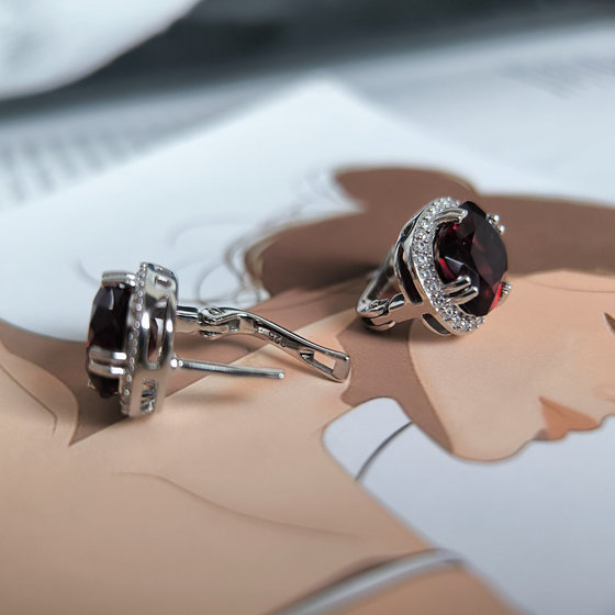 Срібні сережки з гранатом nano 9.39ct