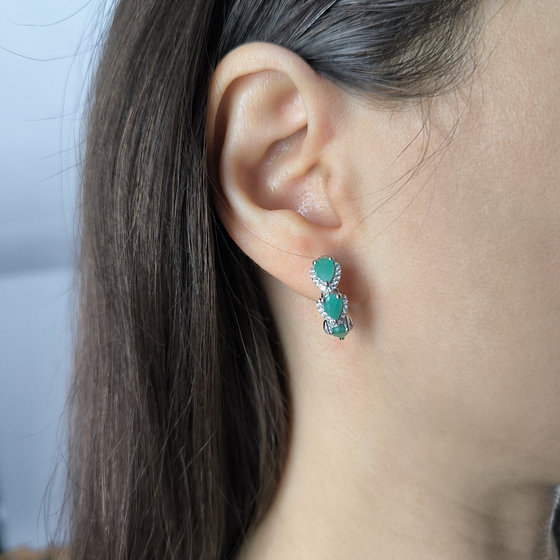 Срібні сережки з смарагдом 2.864ct