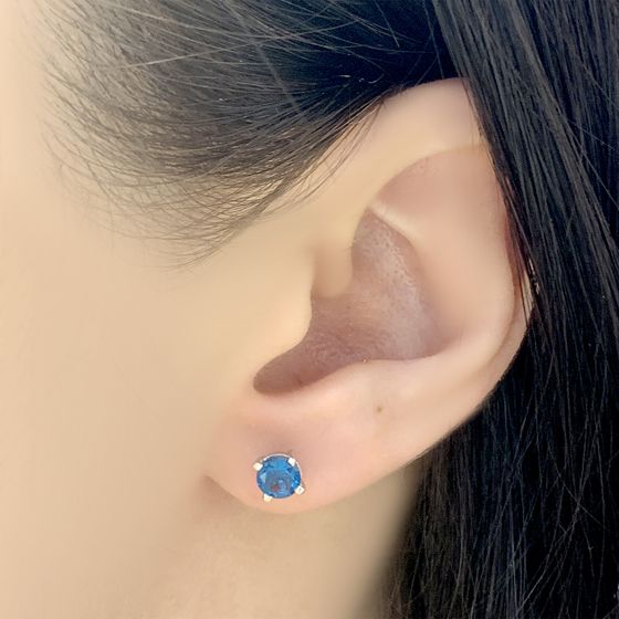 Срібні сережки з топазом «Лондон Блю»