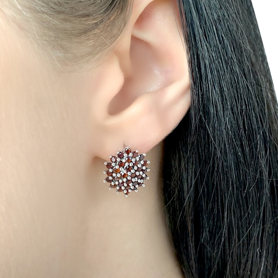 Срібні сережки з гранатом 2.882ct