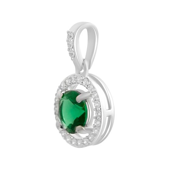 Silver pendant with 0.9ct nano emerald
