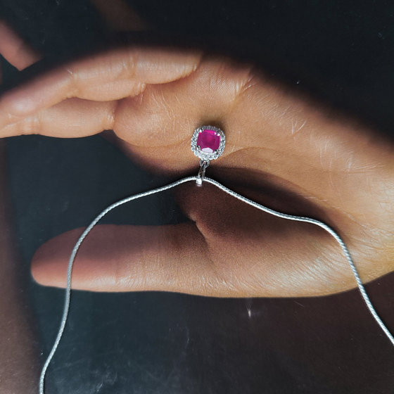 Silver pendant with 1.47ct ruby and cubic zirconia
