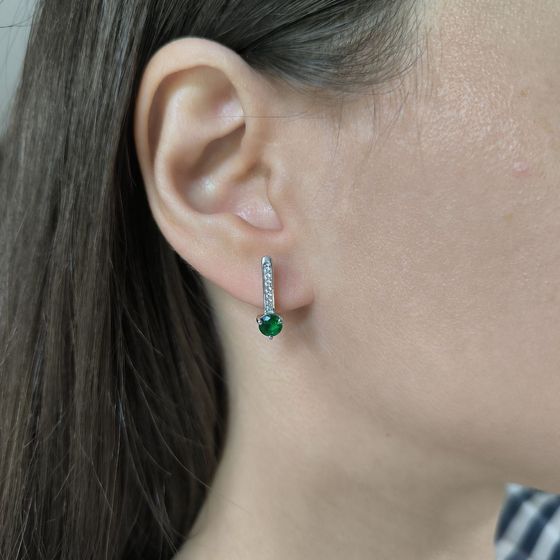 Срібні сережки зі смарагдом nano 0,961 карата