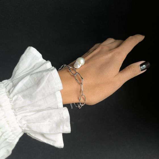 Срібний браслет з перлами бароковими