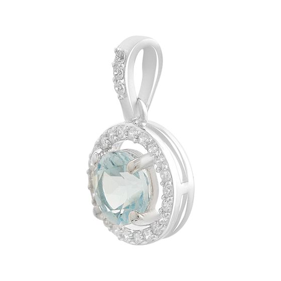 Серебряная подвеска с топазом 1.269ct, фианитами