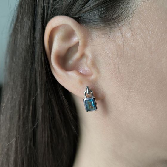 Срібні сережки з містик топазом 2.733ct