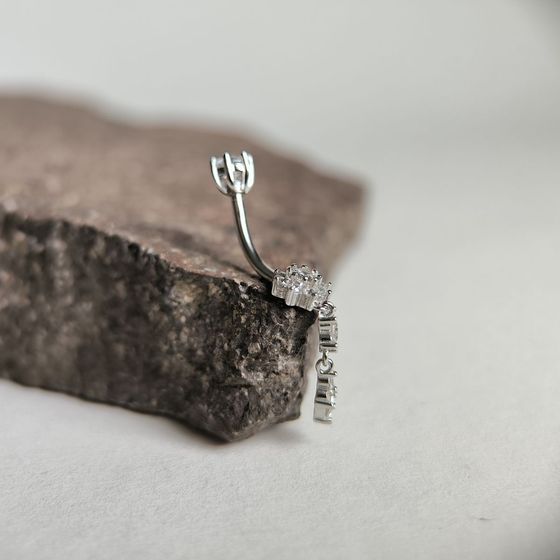 Серебряный пирсинг с фианитами