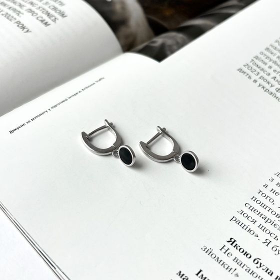 Срібні сережки з емаллю