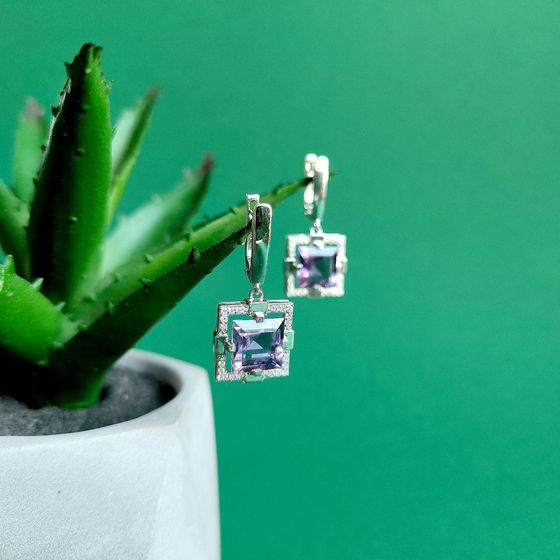 Срібні сережки з аметистом 9.4ct