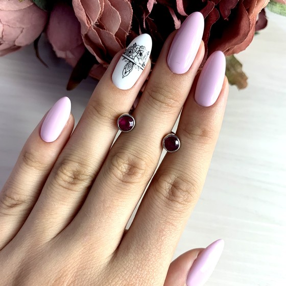 Срібні сережки з рубіном 1.565ct