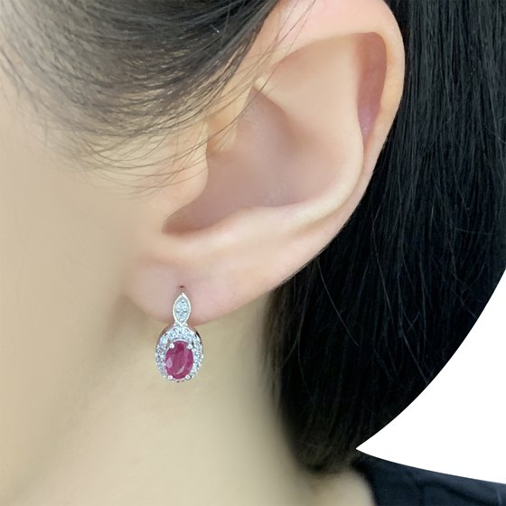 Срібні сережки з рубіном 1,713 карата