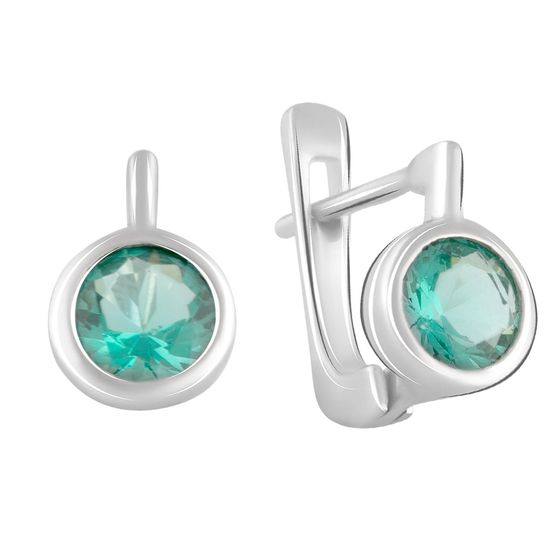 Серебряные серьги с изумрудом nano