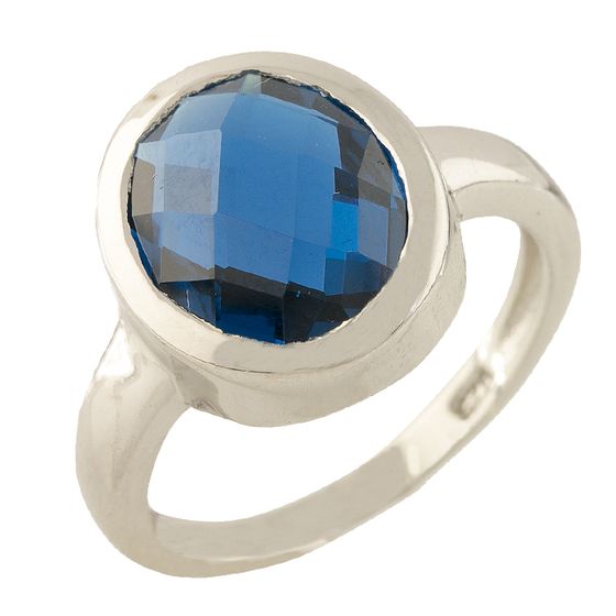 Серебряное кольцо с топазом nano Лондон Блю