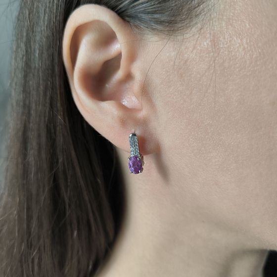 Срібні сережки з александритом 2,48 карата