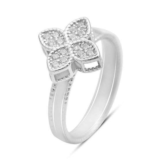 Silver ring with cubic zirconia