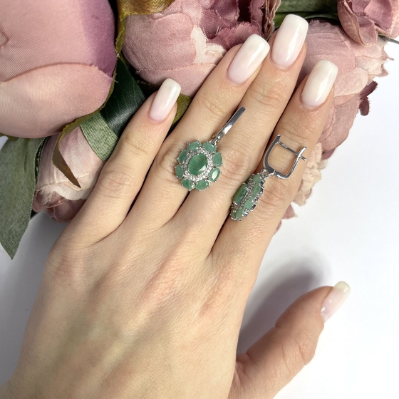 Срібні сережки зі смарагдом 6.132ct