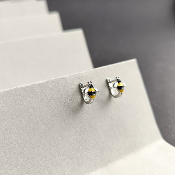 Срібні сережки з емаллю