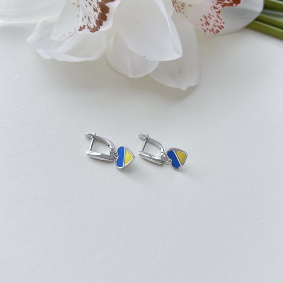 Срібні сережки з емаллю