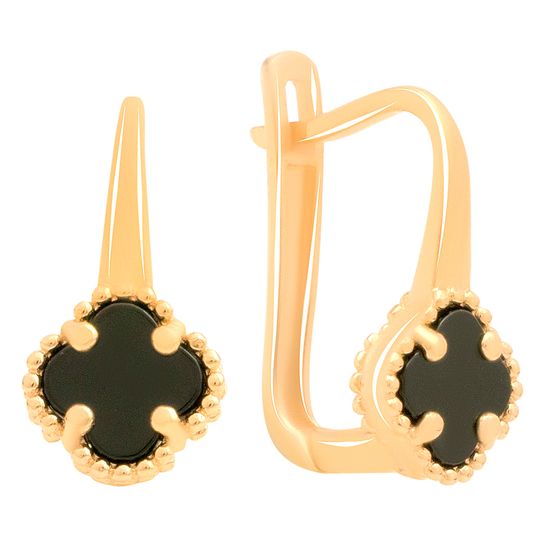 Золотые серьги с ониксом
