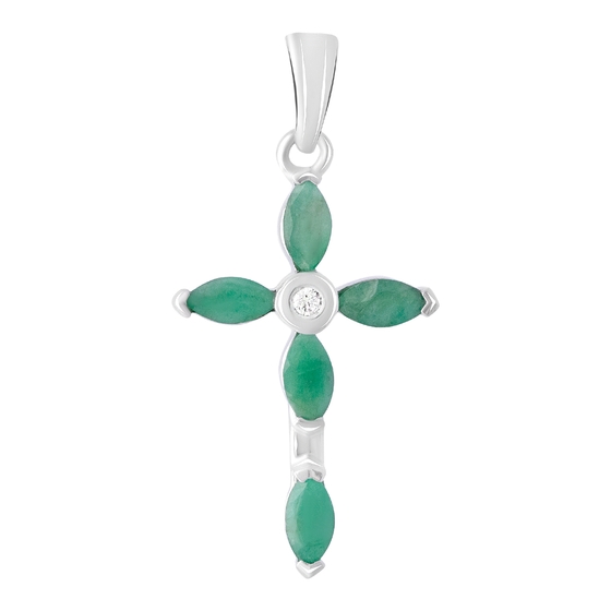 Серебряный крестик с изумрудом 1.148ct