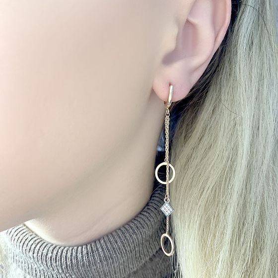 Золотые серьги с фианитами 0.08ct