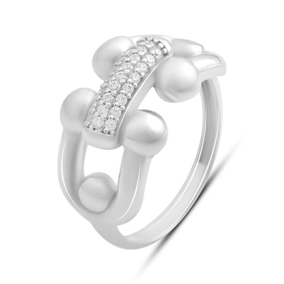 Срібна каблучка з фіанітами 0.25ct