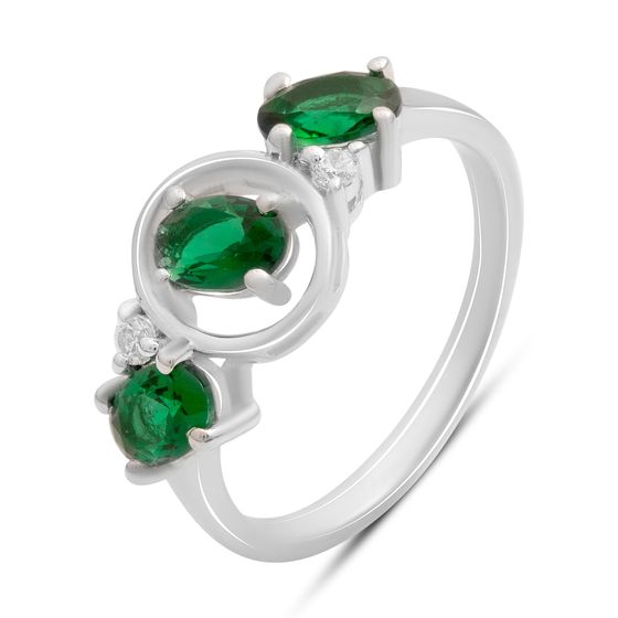 Silver ring with a 1.16-carat nano emerald