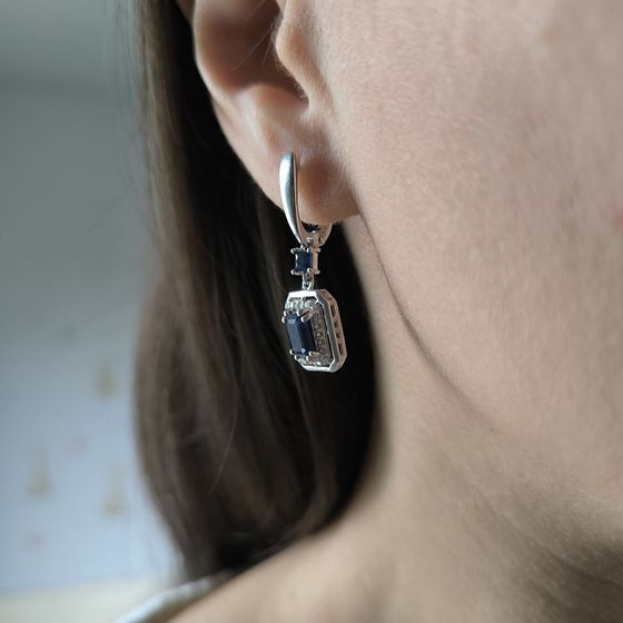Срібні сережки з сапфіром 2.922ct