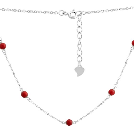 Silver necklace with coral