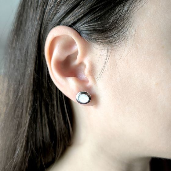 Серебряные серьги с перламутром