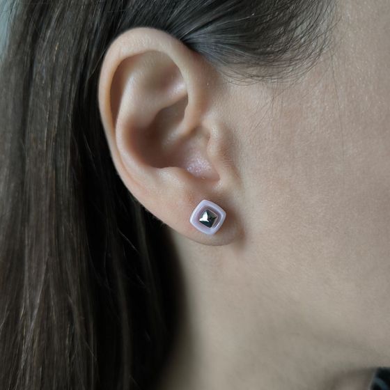 Срібні сережки з керамікою