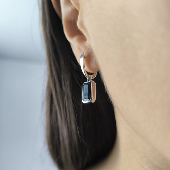Срібні сережки з сапфіром nano 3.65ct