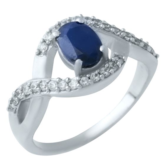 Silver ring with sapphire
