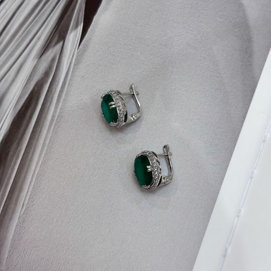 Срібні сережки з агатом 10,207 карата