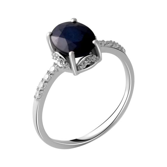Silver ring with sapphire