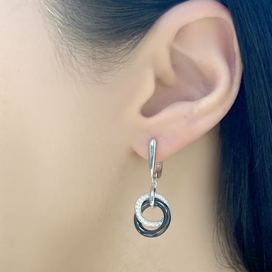 Silver earrings with ceramics