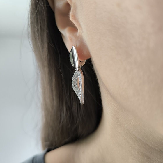 Silver earrings with cubic zirconia
