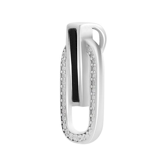 Silver pendant with onyx and cubic zirconia