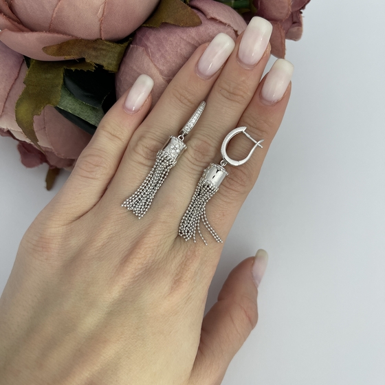 Срібні сережки з фіанітами