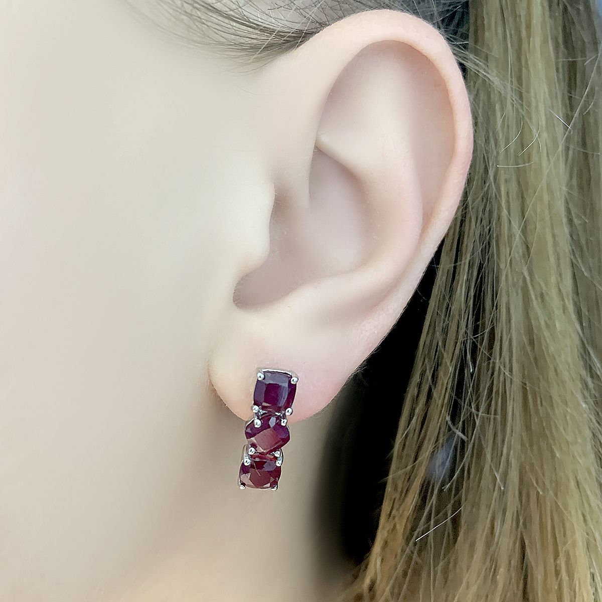 Серебряные серьги с рубином 5.313ct