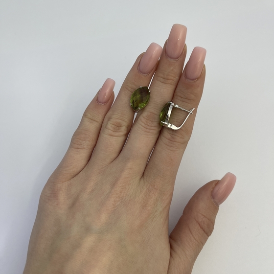 Серебряные серьги с султанитом 10.502ct