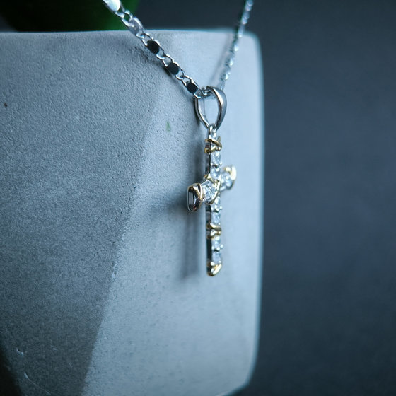 Silver cross with cubic zirconia