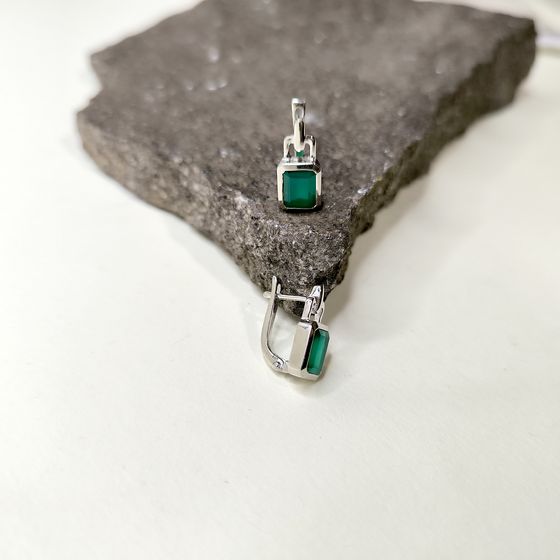 Серебряные серьги с агатом 2.938ct