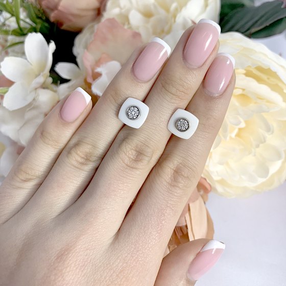 Срібні сережки з керамікою