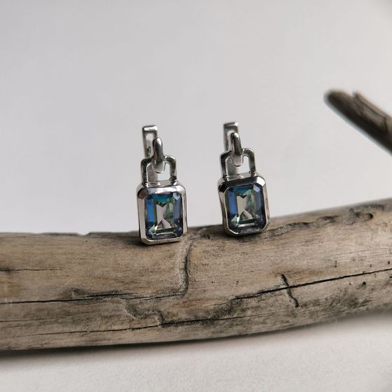 Срібні сережки з містик топазом 2.733ct