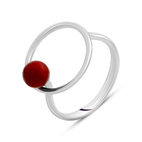Silver ring with coral