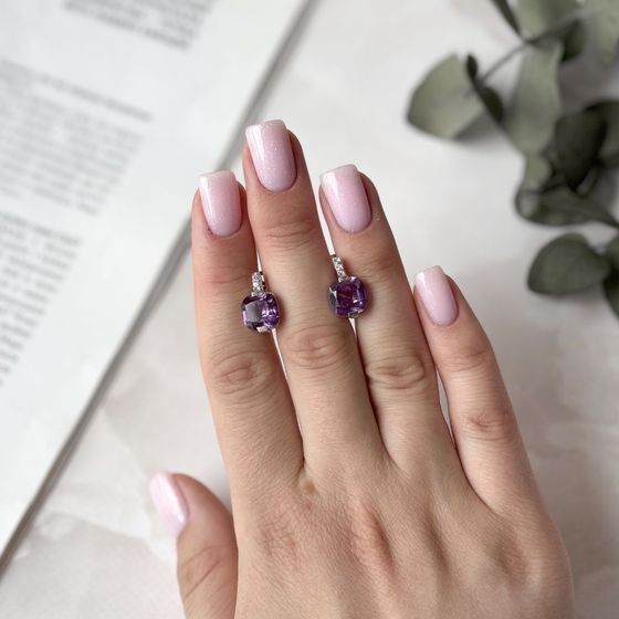 Silver earrings with alexandrite, 7.563 ct
