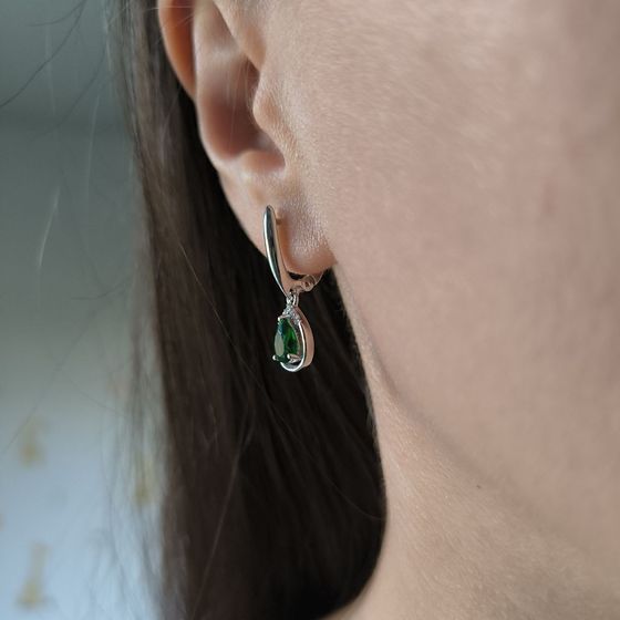 Срібні сережки зі смарагдом nano 1.202ct