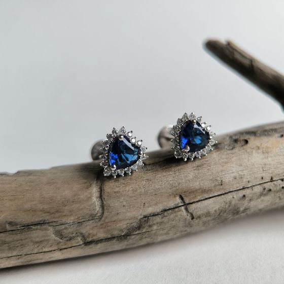 Срібні сережки з сапфіром nano 1.698ct